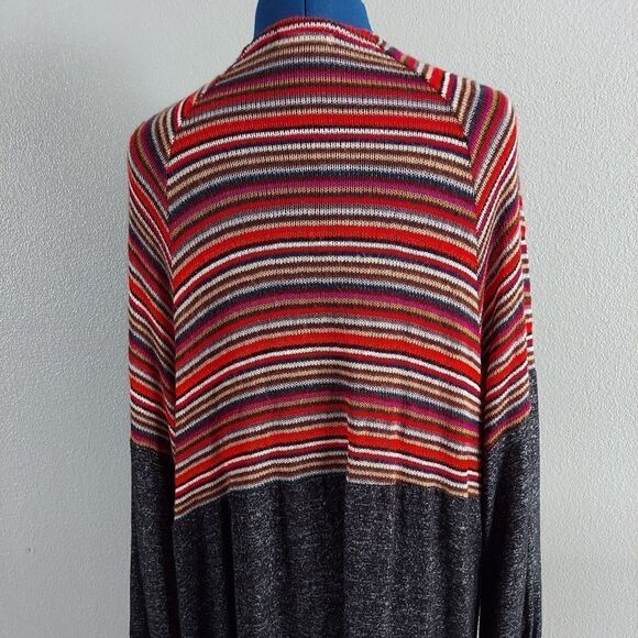 Hummingbird Chic Charcoal Gray Multi Stripe Duster Cardigan Medium - Picture 5 of 8